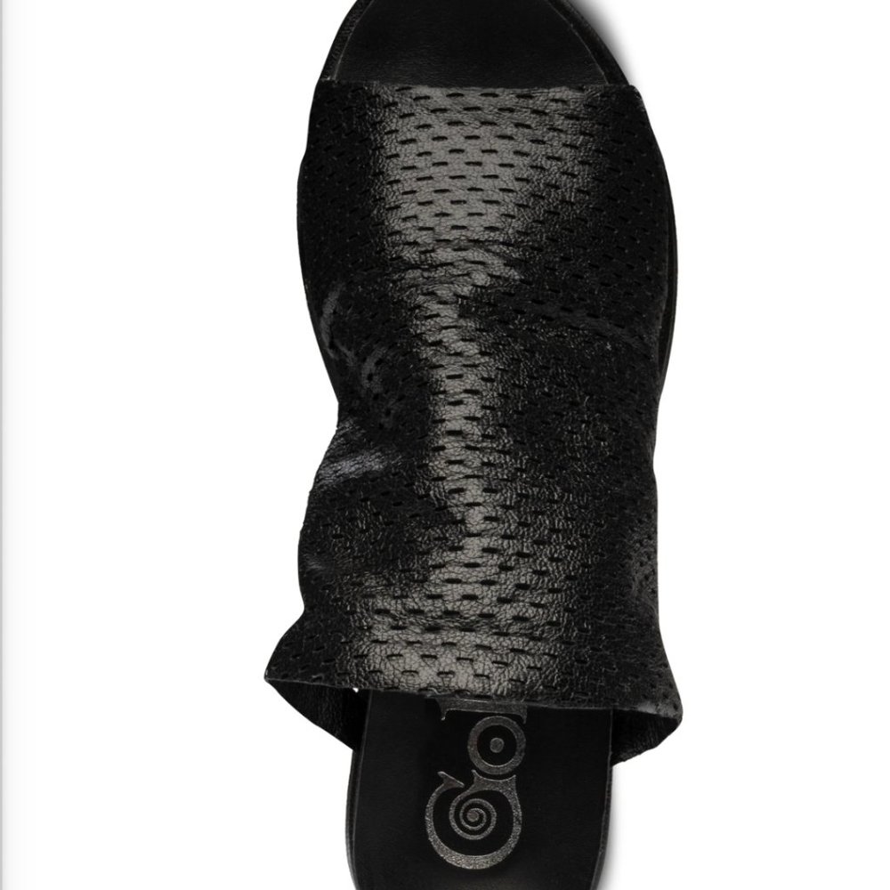 Golo Black Perforated Leather Slides 7